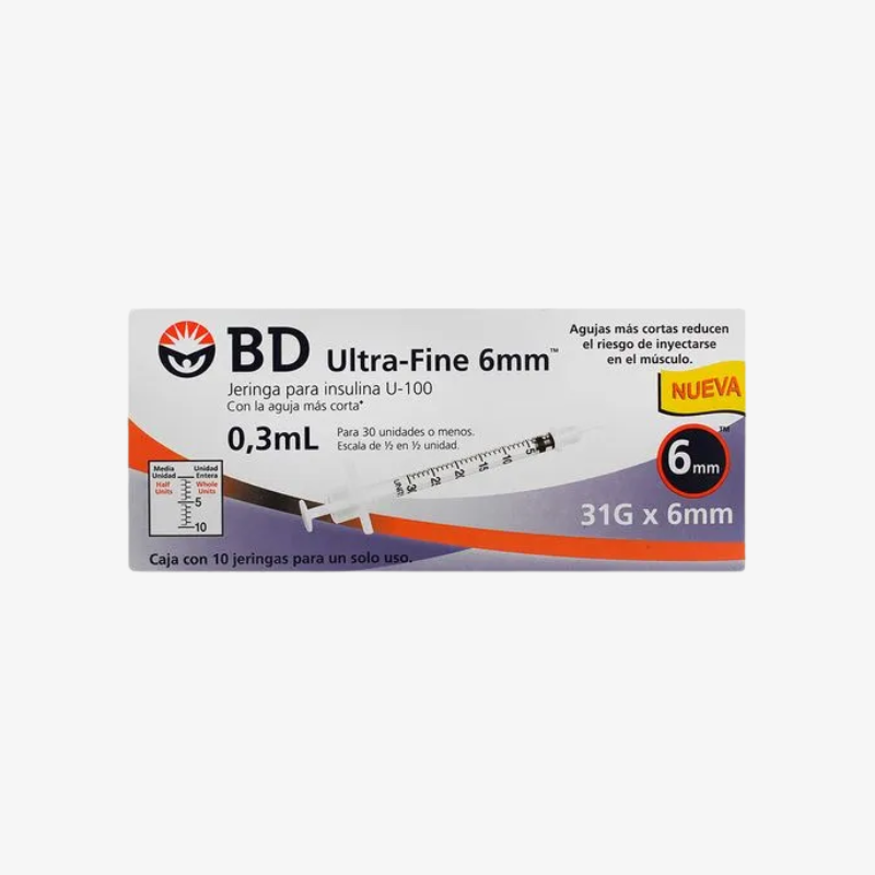 BD Jeringa de Insulina Ultra-Fine De 0.3 ML - 31 G X 6 MM