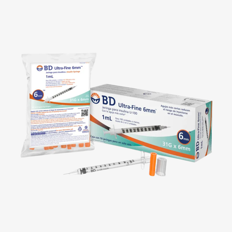 BD Jeringas de Insulina Ultra-Fine De 1 ML y Aguja Integrada de 31 Gauge X 6 MM