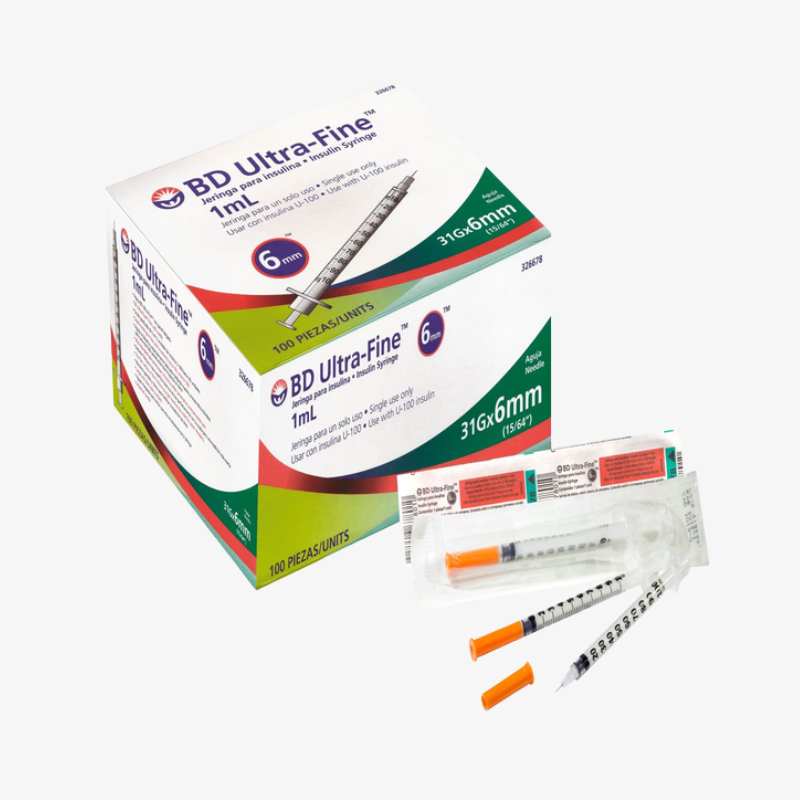 BD Jeringas de Insulina Ultra-Fine De 1 ML y Aguja Integrada de 31 Gauge X 6 MM