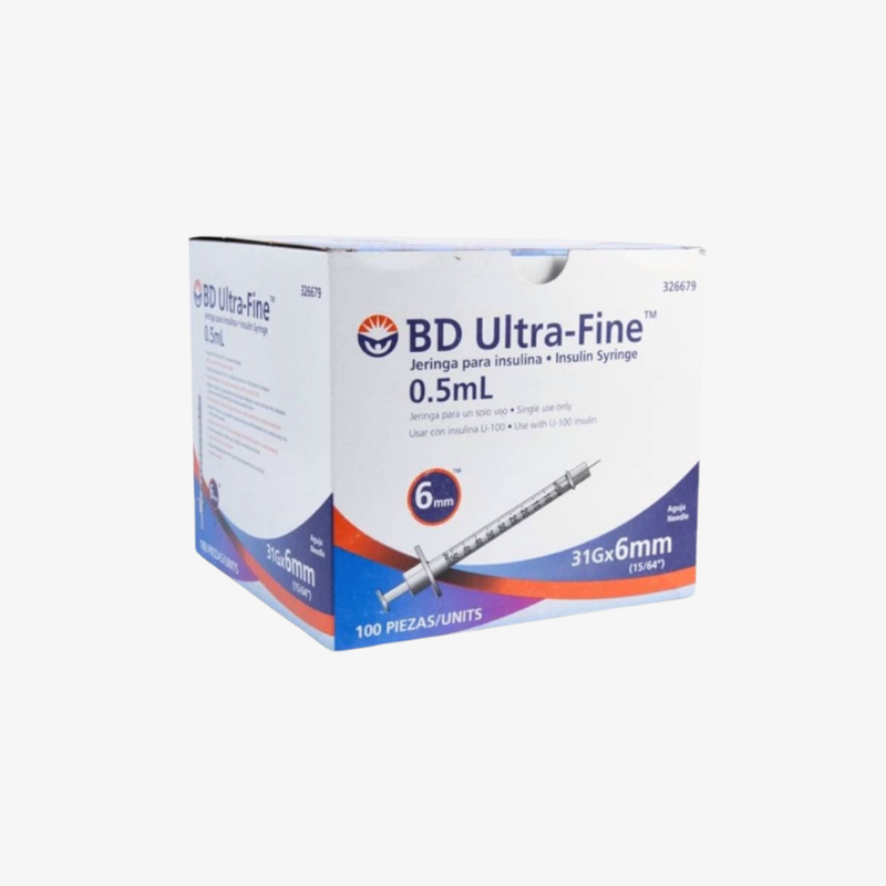 BD Jeringas de Insulina Ultra-Fine De 0.5 ML y Aguja Integrada de 31 Gauge X 6 MM