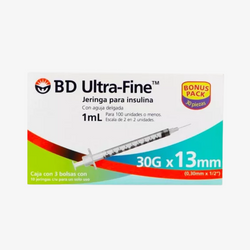 BD Jeringas de Insulina Ultra-Fine De 1 ML y Aguja Integrada de 30 Gauge X 13 MM