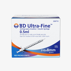 BD Jeringas de Insulina Ultra-Fine De 0.5 ML y Aguja Integrada de 31 Gauge X 8 MM