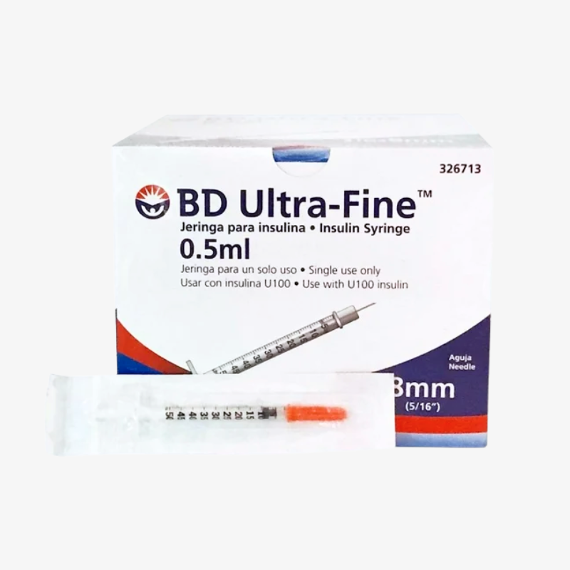 BD Jeringas de Insulina Ultra-Fine De 0.5 ML y Aguja Integrada de 31 Gauge X 8 MM