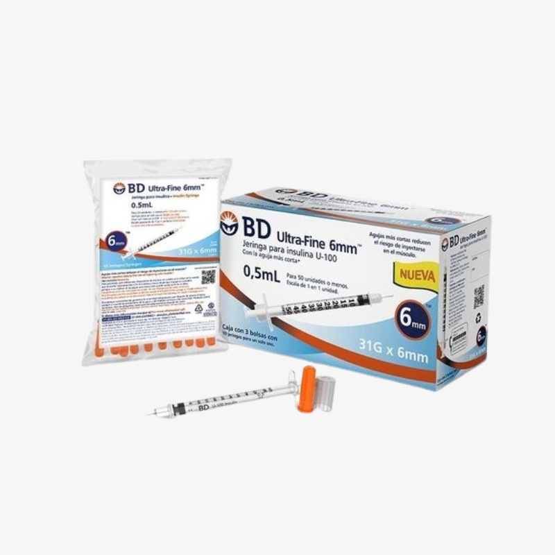 BD Jeringas de Insulina Ultra-Fine De 0.5 ML y Aguja Integrada de 31 Gauge X 6 MM