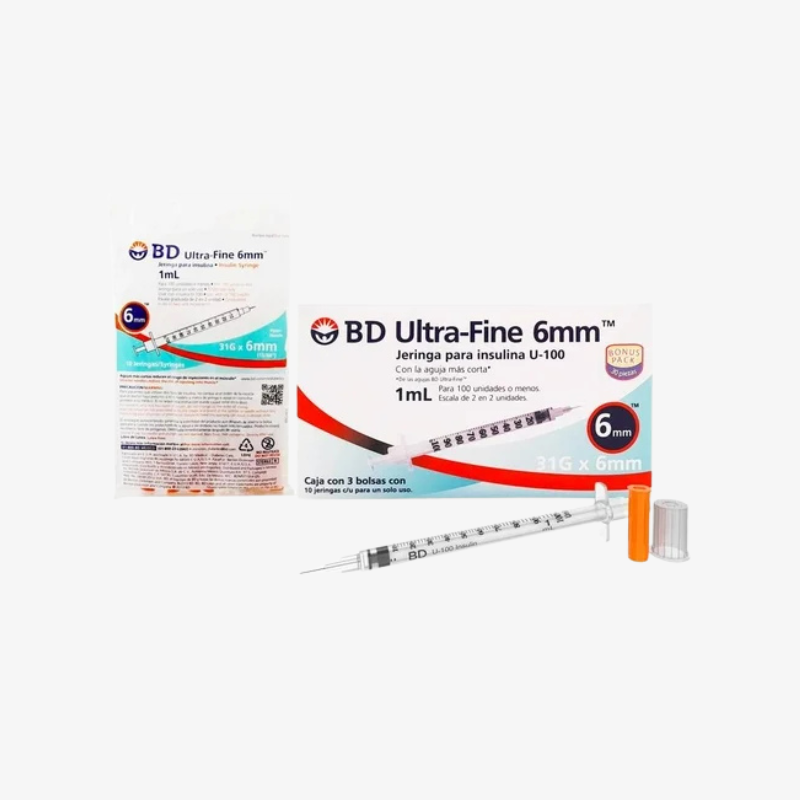 BD Jeringas de Insulina Ultra-Fine De 1 ML y Aguja Integrada de 31 Gauge X 6 MM