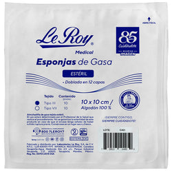 Le Roy Esponja de Gasa Estéril Tejida Tipo III 10 x 10 cm