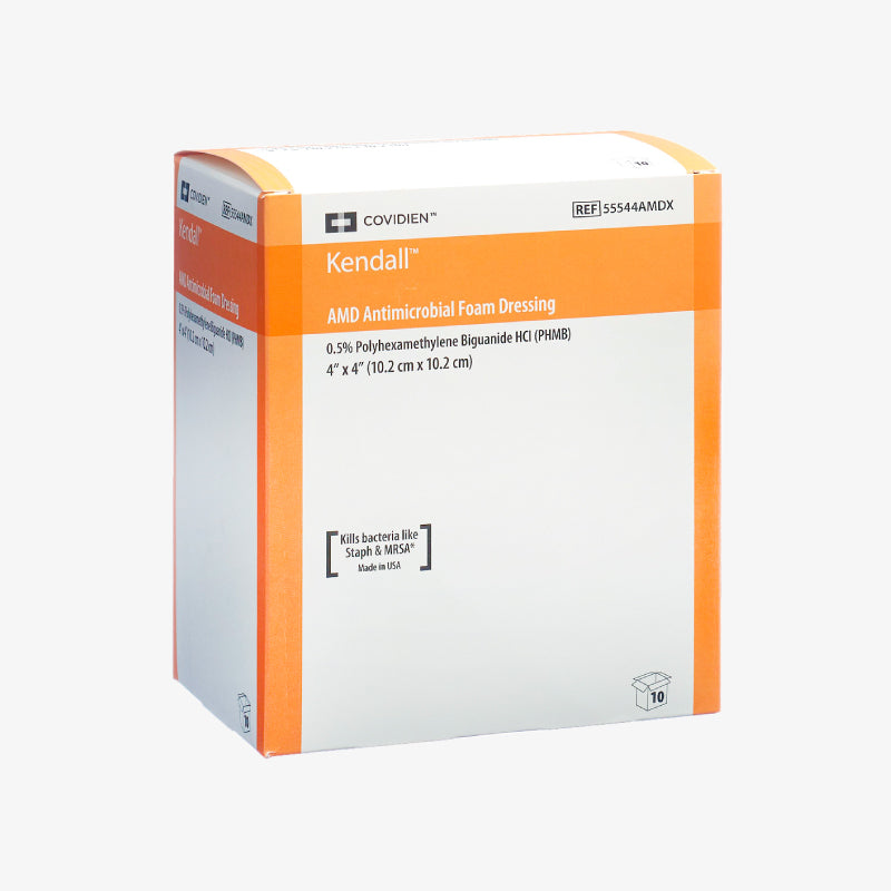 Cardinal Health Apósito de Espuma Antimicrobiano con PHMB Kendall AMD De 10.2 cm x 10.2 cm
