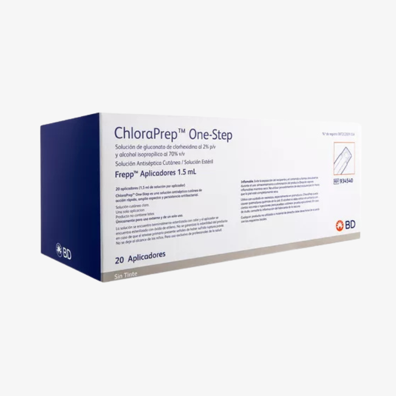 BD Antiséptico Para Asepsia ChloraPrep Clear sin Tinte y Aplicador De 1.5 ML