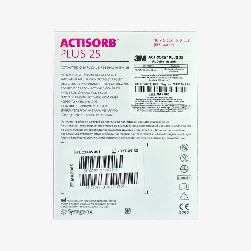 Solventum Apósito Antimicrobiano Actisorb+ 25 De 6.5 cm x 9.5 cm