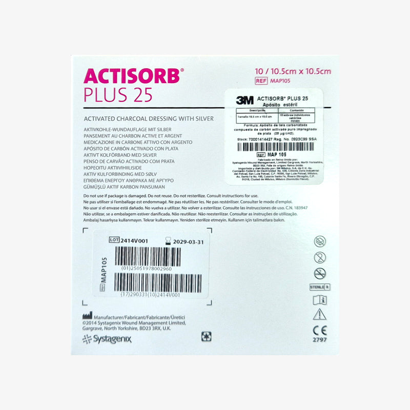 Solventum Apósito Antimicrobiano Actisorb+ 25 De 10.5 cm x 10.5 cm