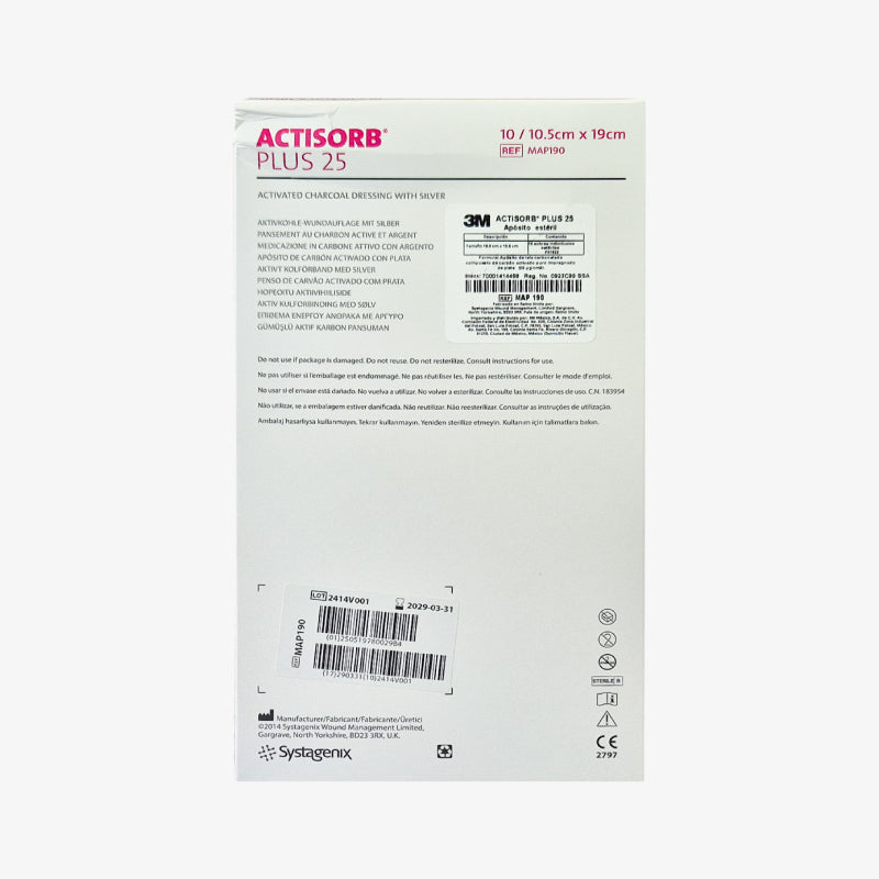 Solventum Apósito Antimicrobiano Actisorb+ 25 De 10.5 cm x 19 cm