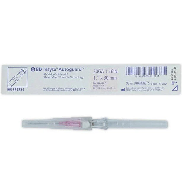 BD Cáteter IV Insyte Autoguard De 20 GA x 1.16 in