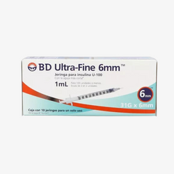 BD Jeringas de Insulina Ultra-Fine De 1 ML y Aguja Integrada de 31 Gauge X 6 MM