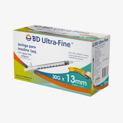 BD Jeringas de Insulina Ultra-Fine De 1 ML y Aguja Integrada de 30 Gauge X 13 MM