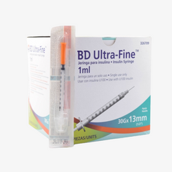 BD Jeringas de Insulina Ultra-Fine De 1 ML y Aguja Integrada de 30 Gauge X 13 MM