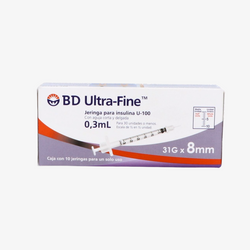BD Jeringas de Insulina Ultra-Fine De 0.3 ML y Aguja Integrada de 31 Gauge X 8 MM