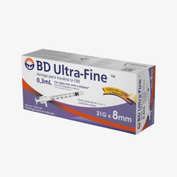 BD Jeringas de Insulina Ultra-Fine De 0.3 ML y Aguja Integrada de 31 Gauge X 8 MM