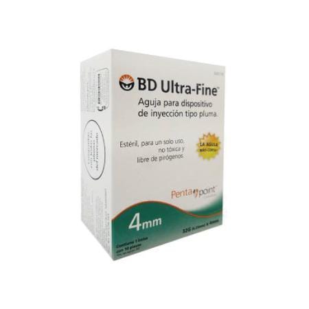 BD Ultra-Fine Aguja de Insulina de Dispositivo Tipo Pluma de 32 Gauge X 4 MM