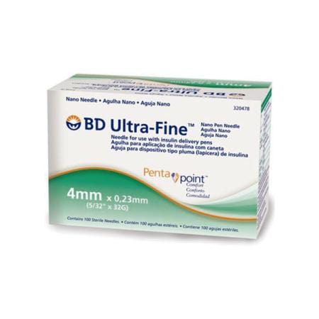 BD Ultra-Fine Aguja de Insulina de Dispositivo Tipo Pluma de 32 Gauge X 4 MM