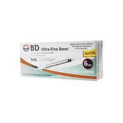 BD Jeringas de Insulina Ultra-Fine De 1 ML y Aguja Integrada de 31 Gauge X 6 MM