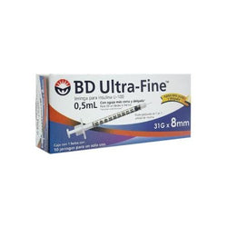 BD Jeringas de Insulina Ultra-Fine De 0.5 ML y Aguja Integrada de 31 Gauge X 8 MM