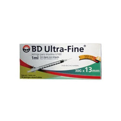 BD Jeringas de Insulina Ultra-Fine De 1 ML y Aguja Integrada de 30 Gauge X 13 MM