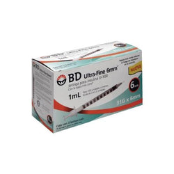 BD Jeringas de Insulina Ultra-Fine De 1 ML y Aguja Integrada de 31 Gauge X 6 MM