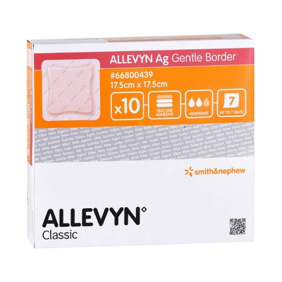 Smith & Nephew Allevyn Ag Gentle Border Apósito de Espuma Hidrocelular con Plata con Bordes de 17.5 CM X 17.5 CM